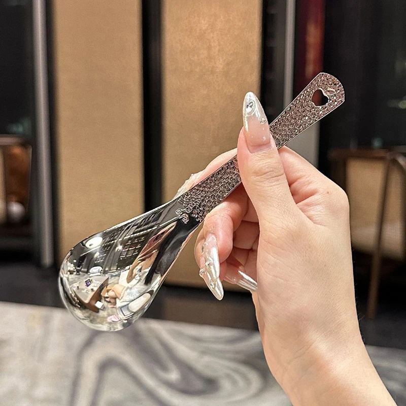 Stainless Steel Spoon With Handle Hole Soup Spoon Long Handle Round Head Baby Home Kitchen Tableware stainless steel spoon