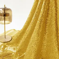 Sparkling Sequin Embroidered Mesh Fabric for Elegant Decor & Fashion (Golden)