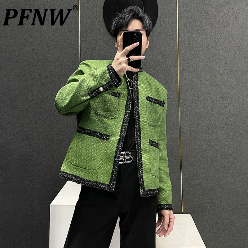 

PFNW Niche Design High Street Men's Jackets Stand Collar Male Casual Coats Shoulder Pad Korean Fahsion 2023 Autumn New 28W1723