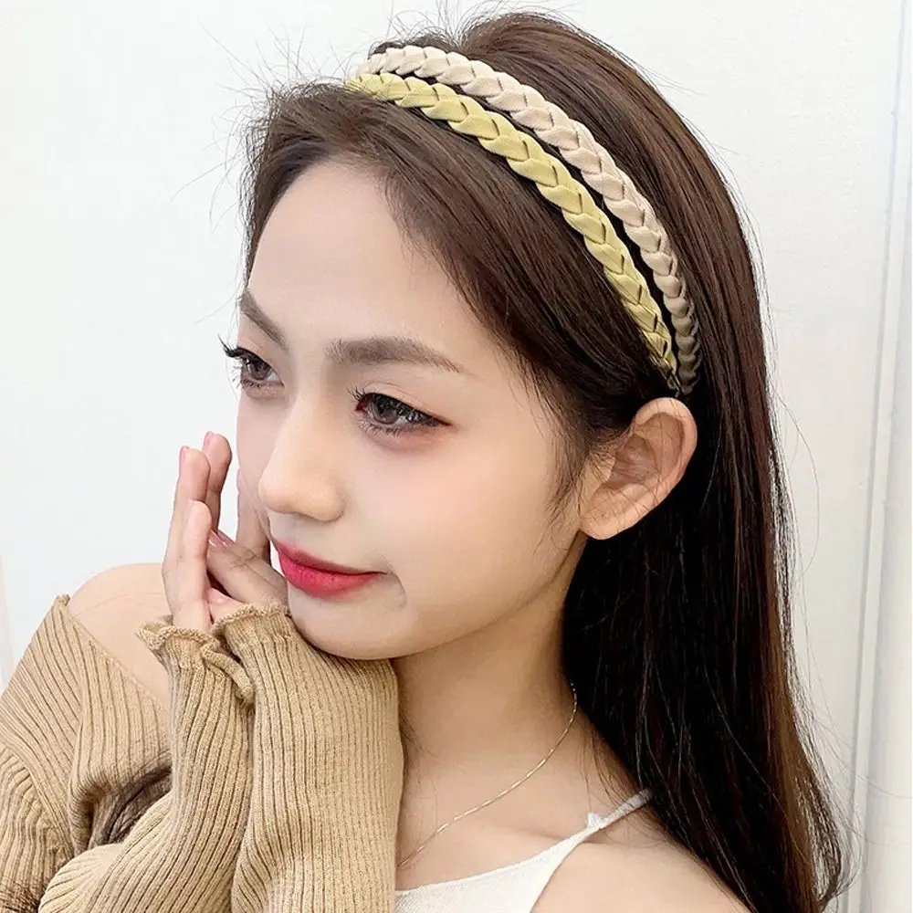 Fascia per Capelli Intrecciata alla Moda, Antiscivolo, Stile Coreano per Donne/Ragazze
