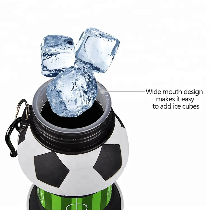 500ML/1L Football Folding Cup Basketball Fold Water Cups Portable Soccer Folding Bottle Silicone Water Cup