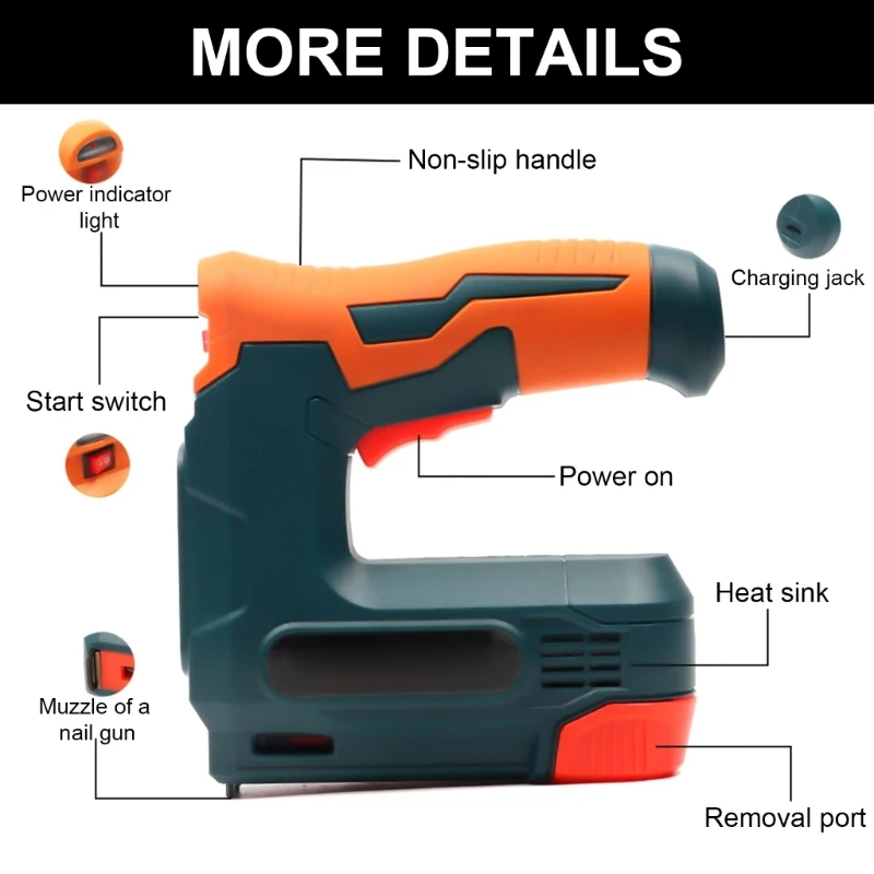 Electric Staple Guns Cordless Upholstery Stapler Guns for Wood Rechargeable Nailer Staple Nails Staple Remover 4