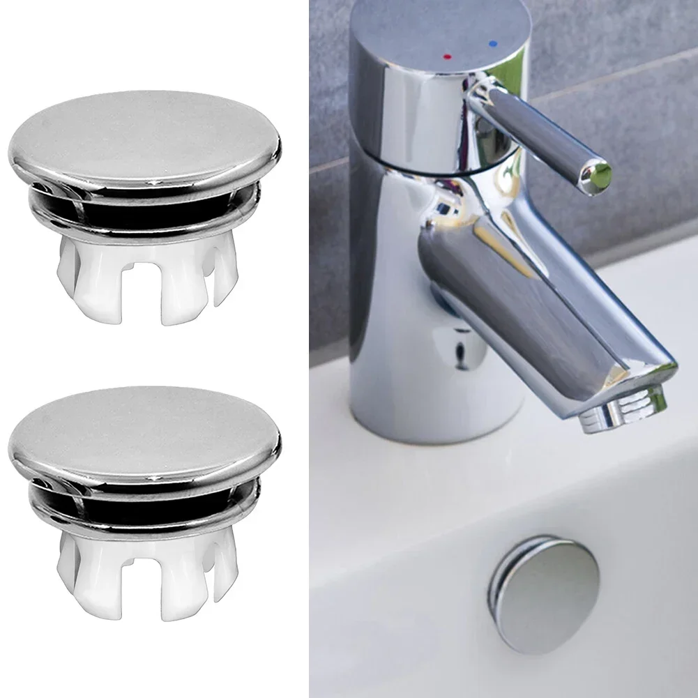 2pcs Bathroom Basin Sink Hole Overflow Replacement Cover Chrome Round Trim Ring Sink Overflow Cover Bathroom Sink Overflow Cover