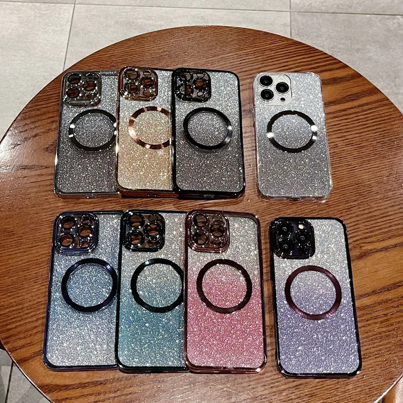 Glitter Plating Magnetic Ring Phone Case with Premium Protection and Style