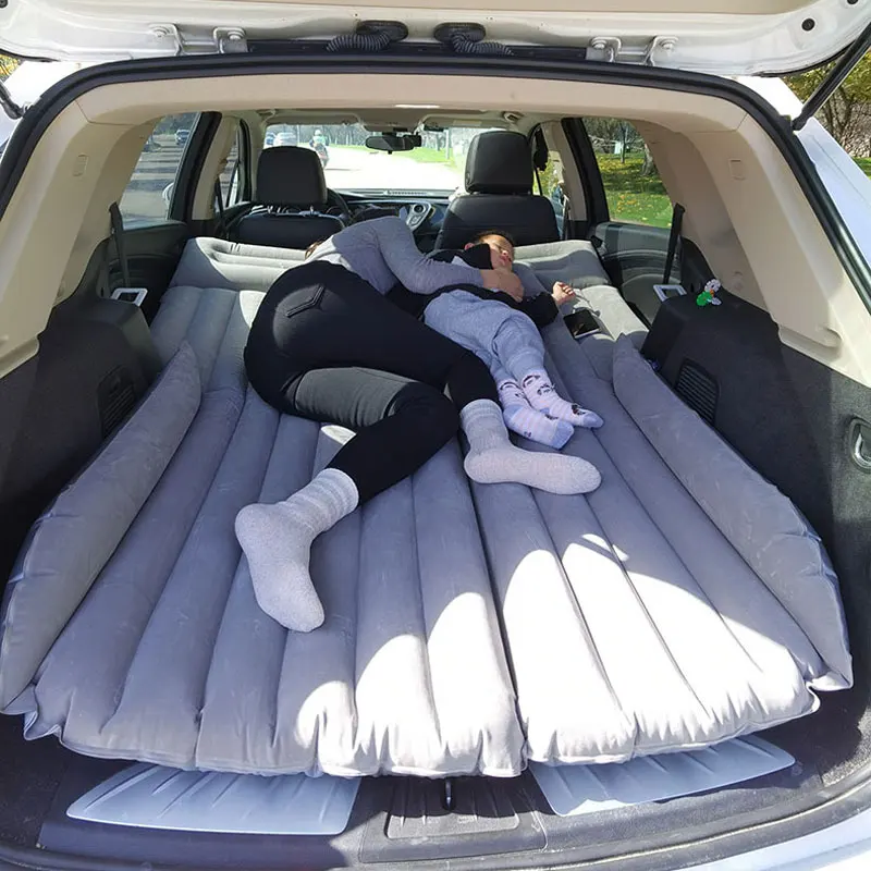 Car Inflatable Bed For Tesla Model 3/Y SUV Travel Air Mattress Outdoor Camping Cushion Folding Portable Flocking Pad