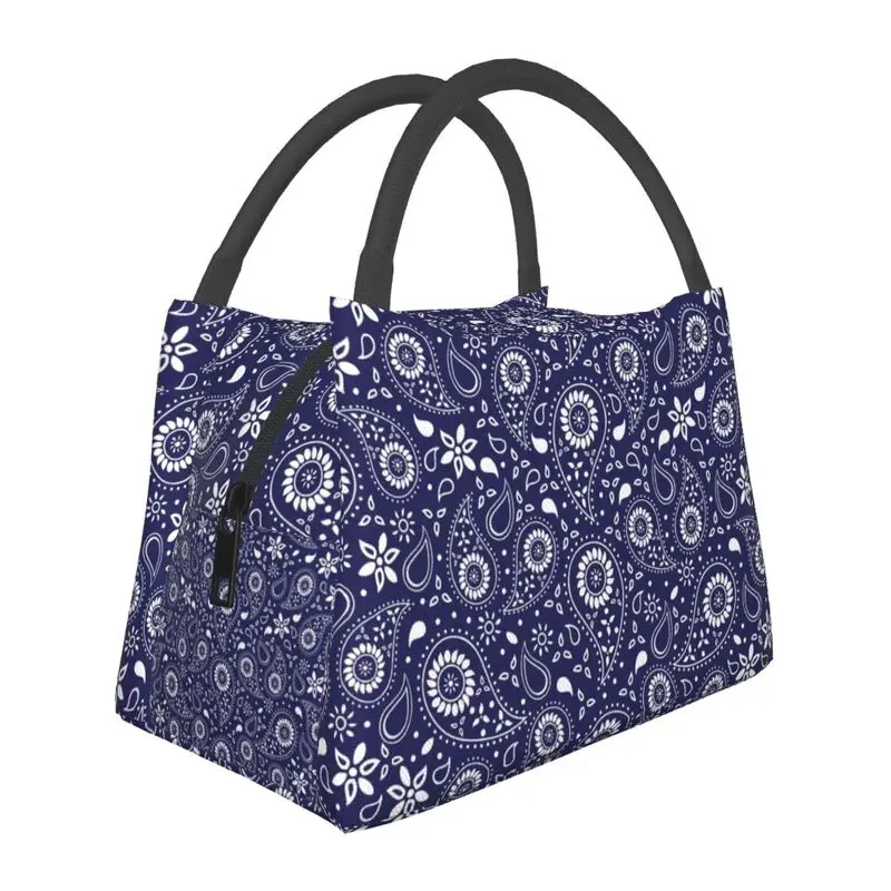 

Bohemian Style Bandanna Paisley Floral Pattern Insulated Lunch Bag Waterproof Thermal Cooler Lunch Tote Beach Camping Travel