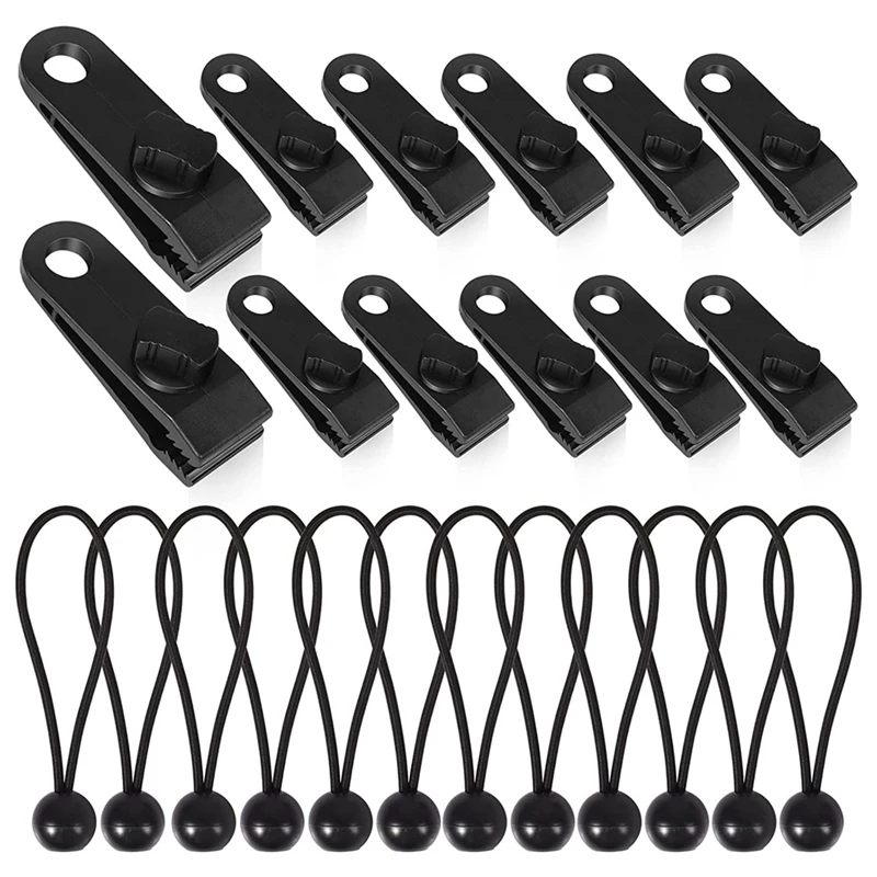 

24 PCS Tarp Clips Tarp Clamps Tarp Fasteners,Tent Clips Pool Awning Cover Bungee
