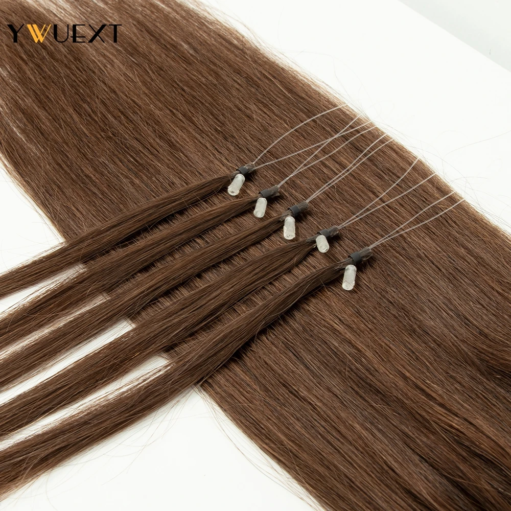 YWUEXT Micro Loop Human Hair Extensions 12" 16" 20" 24" Natural Straight Blonde Hair Rings Micro Link 50pcs Loop Extensions