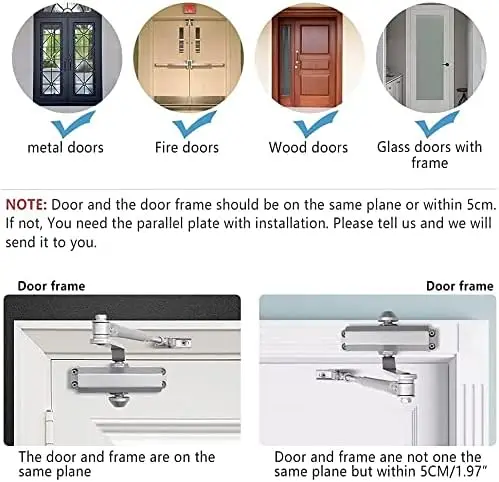 Ultra-Quiet Hydraulic Door Closer with Automatic Closing and Fireproof Design for Home and Office Use