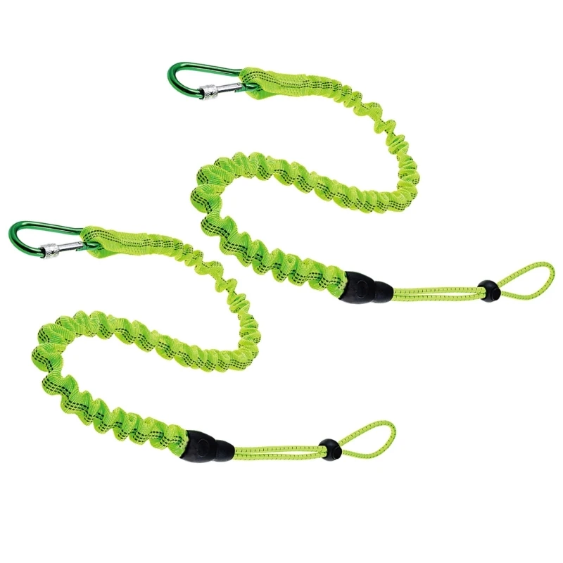 2pcs Nylon Bungee Tether Tool Lanyard With Screw Locking Carabiner Anti-Falling Safety Rope Durable Tool Lanyard