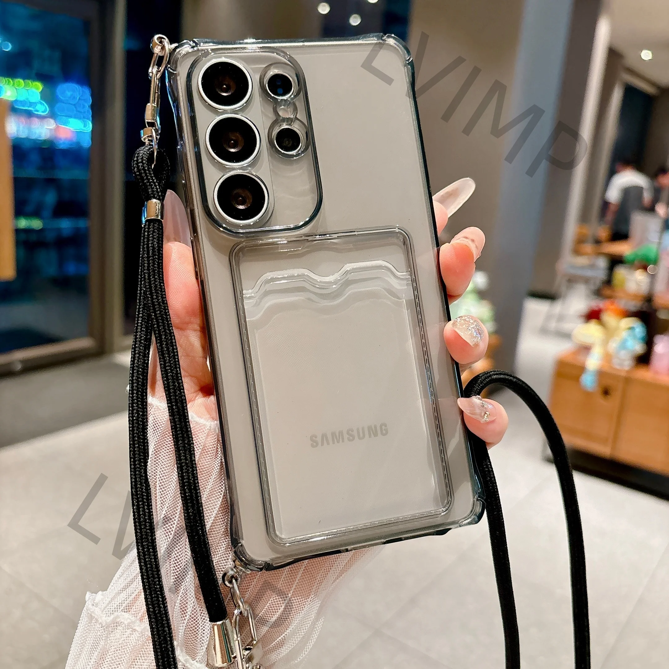 Adjustable Crossbody Lanyard Phone Case with Silicone Card Holder Cover