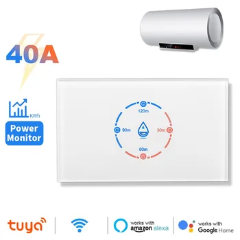 สวิตช์ควบคุมเครื่องทำน้ำอุ่นอัจฉริยะ Tuya WiFi พร้อมระบบตรวจสอบพลังงาน 20A 40A 8800W มาตรฐานอเมริกา ปุ่มตั้งเวลา รองรับ Alexa และ Google Home 1