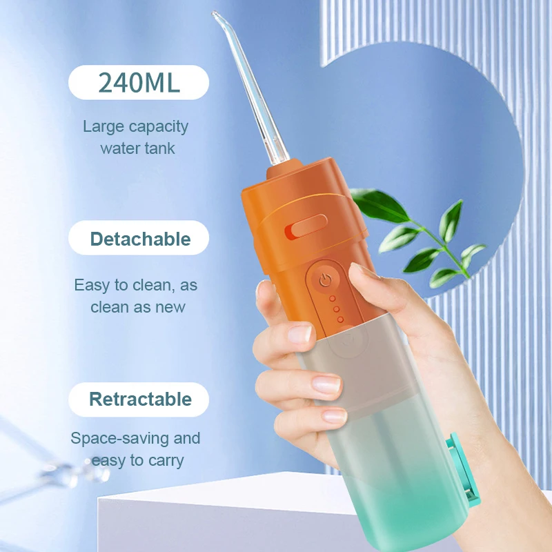 

Oral Irrigator 200ml 3 Modes Portable Dental Water Flosser USB Rechargeable Water With Jet Floss Tooth Pick 4 Nozzles