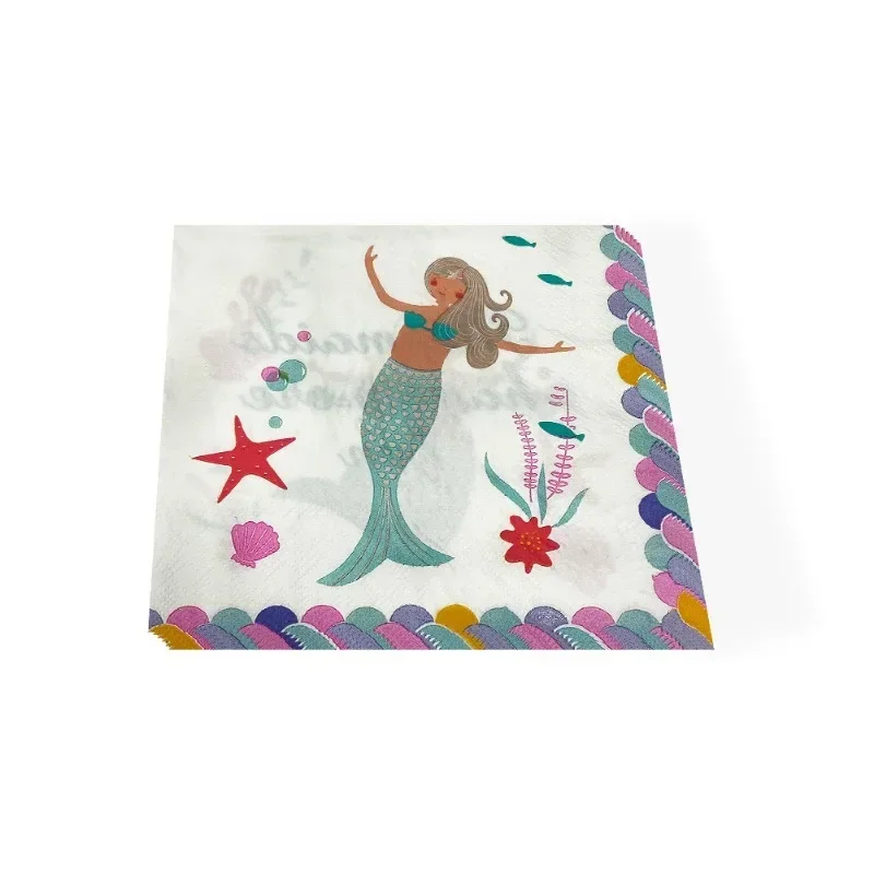 20pcs 33cm Ocean Princess Element Printed Colorful Paper Napkins Holiday Party Decoration Supplies Napkins Paper Placemats