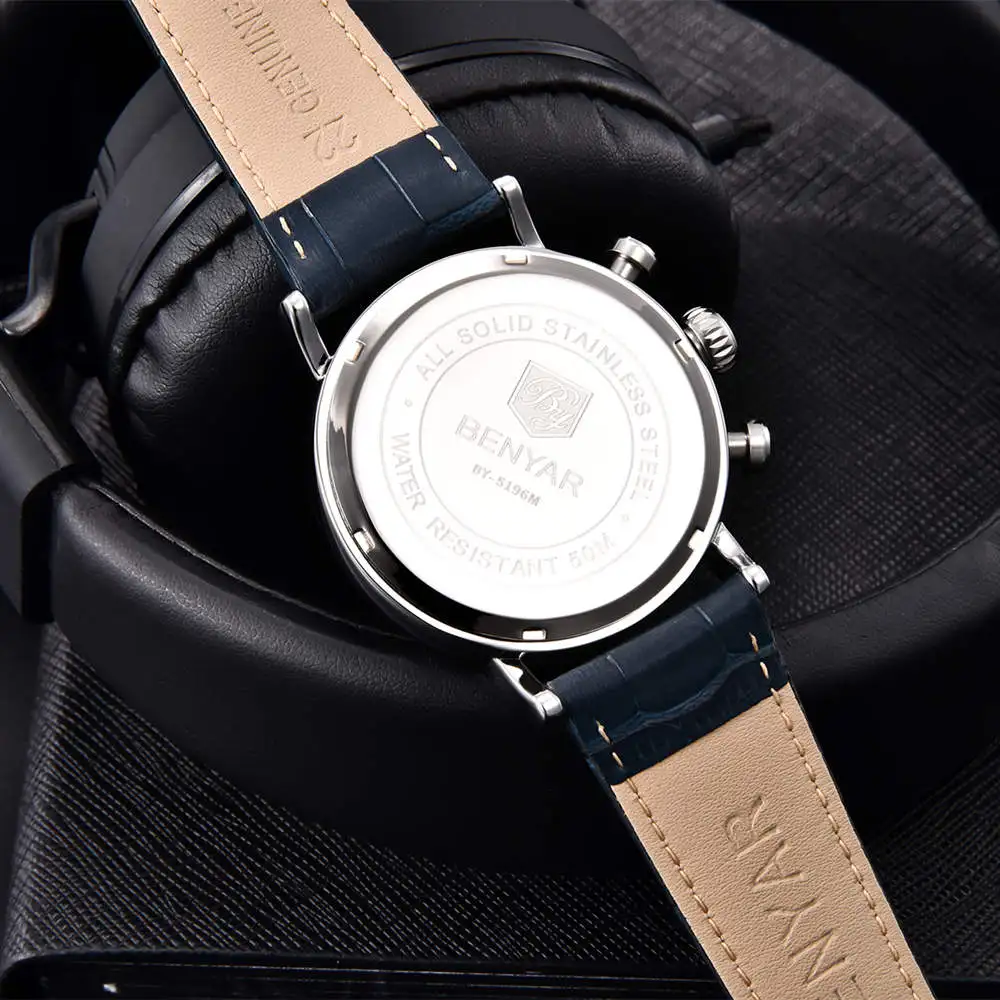 BENYAR Men Watch Top Luxury Sports Quartz Mens Watches Waterproof Chronograph Wristwatch Men Relogio Masculino with gift box