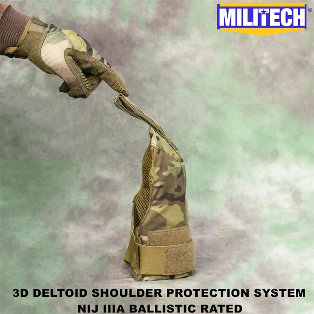 MILITECH-NIJ Level 3A 0108.01 3D Shoulder Ballistic Protection System Contoured Deltoid Armor Fits AVS JPC 2.0 CPC LVS Vest 3