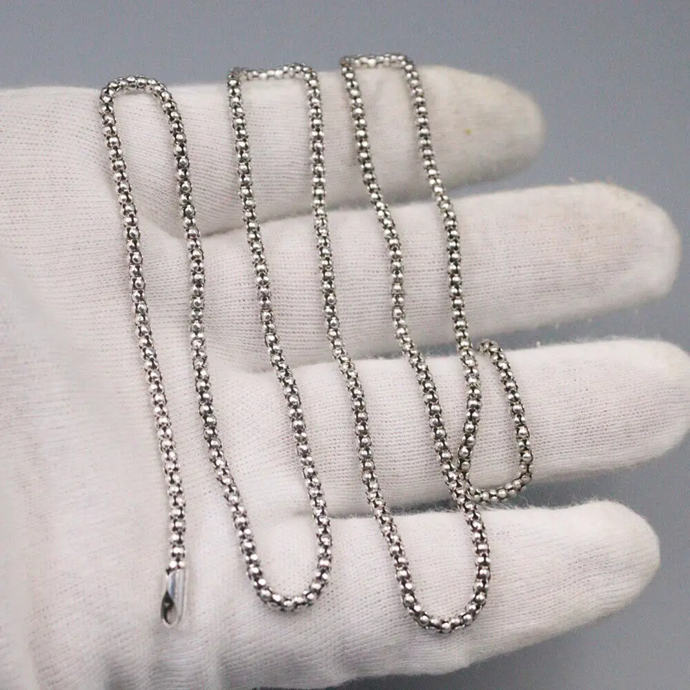 

Pure 925 Sterling Silver 2mm Popcorn Link Chain Necklace 17.7" - 23.6" Length