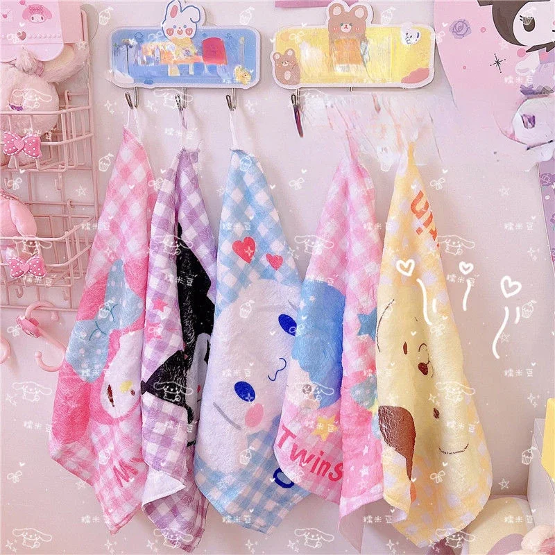 

Sanrio Kawaii Anime Cartoon series My melody Kuromi Cinnamonll Little twin star Cute girly heart plush towel wash towel