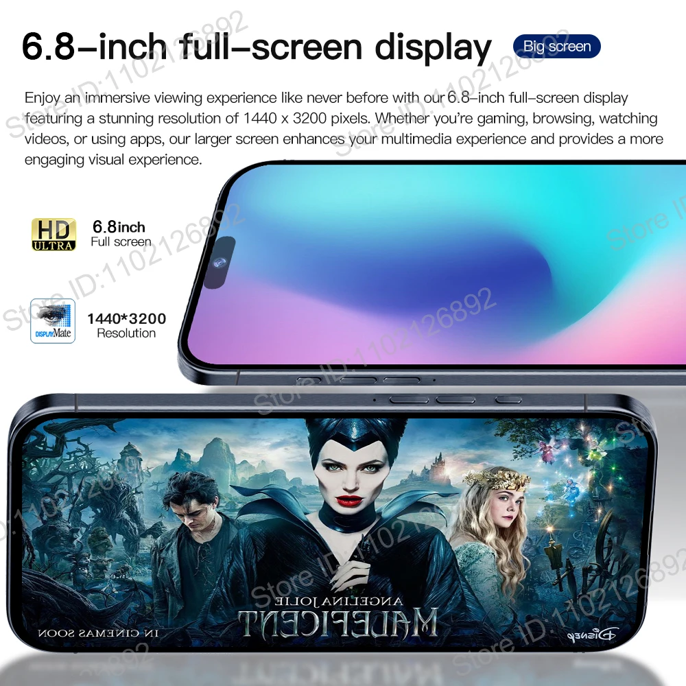 Smart Mobile Phones For Brand Smartphone 6.8 inch XS 16Pro Full Screen 4G 5G Cell Phone 6800mAh Mobile Phones Global Version