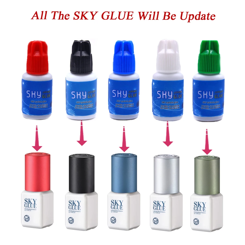 10 bottles/lot Original Korea Eyelash Extensions Sky glue with Red Cap 1-2 seconds dry time 6-7 weeks fastest and strongest glue 6