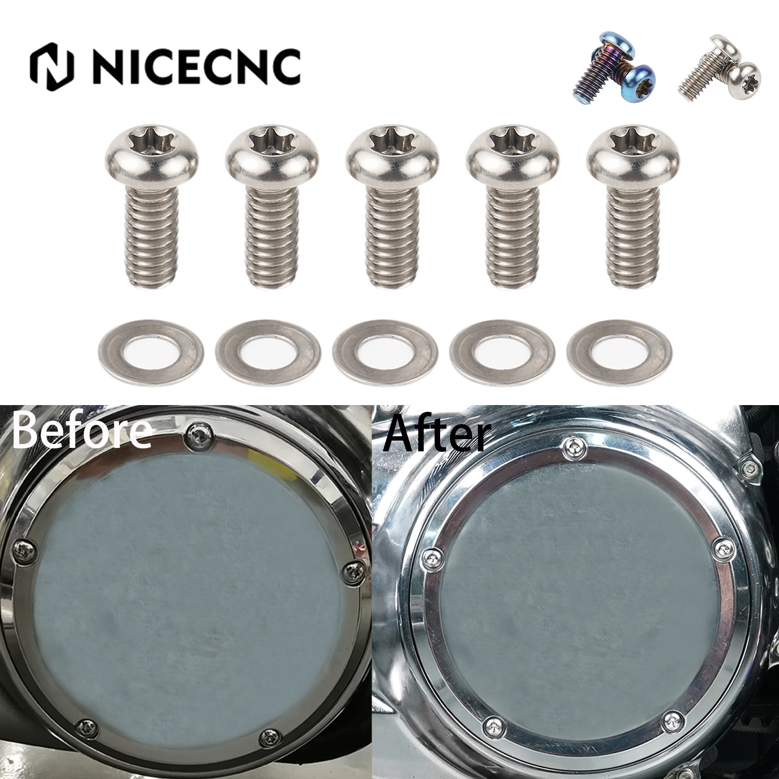 

Titanium Alloy Derby Cover Screws For Harley Touring Road King FLHRXS Street Glide FLHXS Softail Fat Bob Heritage Classic