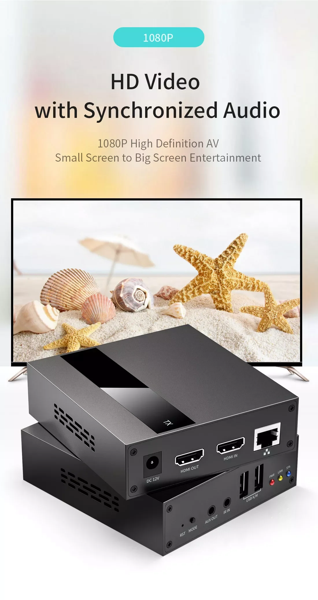 4K HDMI KVM Extender USB TCP/IP Over Single Cat5e/6, ִ 250M 1080P Ű  콺 (Ʈũ ), , 2 Ʈ USB 