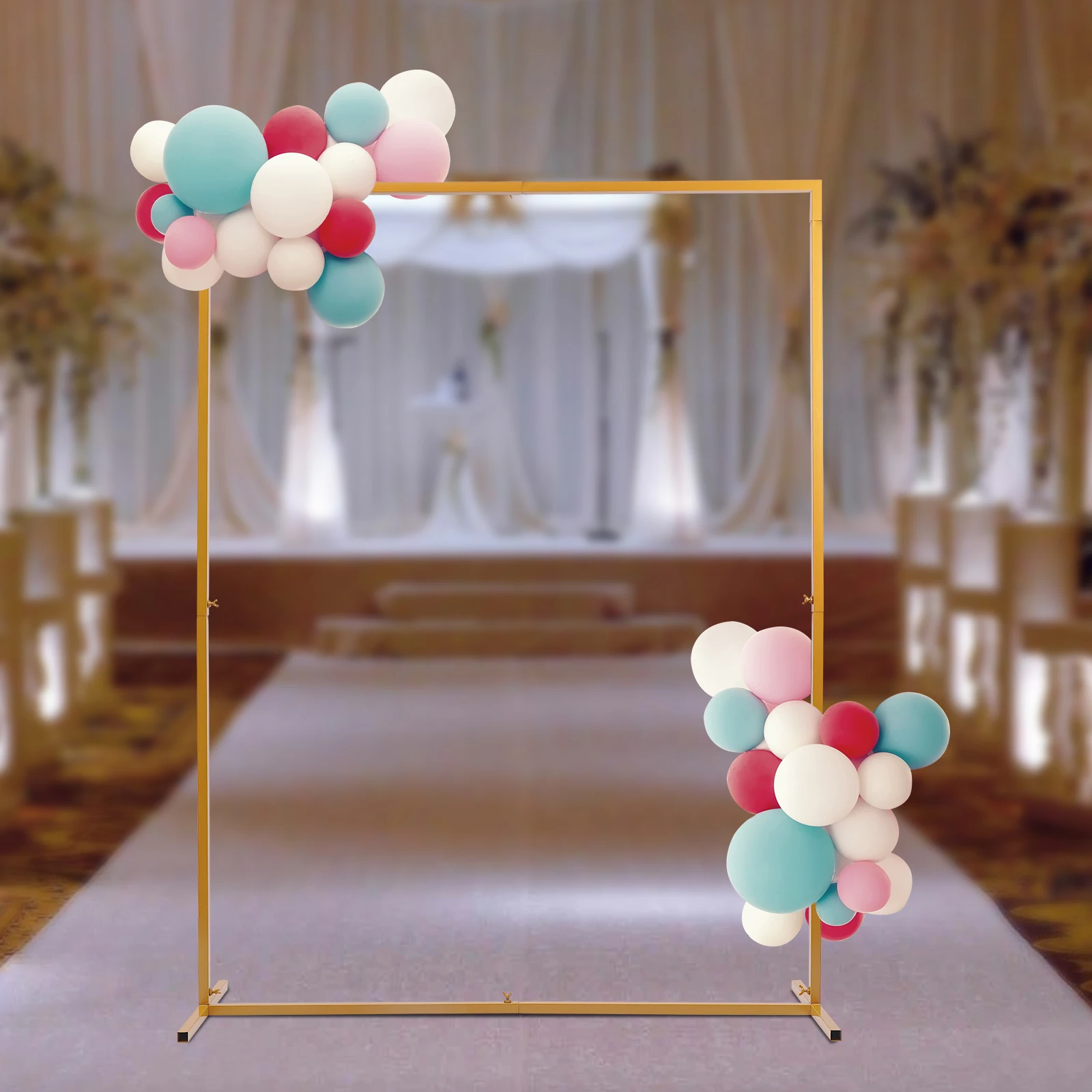 2*1.5M Wedding Arch Stand Base Metal Square Garden Backdrop Frame Flower Balloon Decor Rack Gold Birthday Party Event