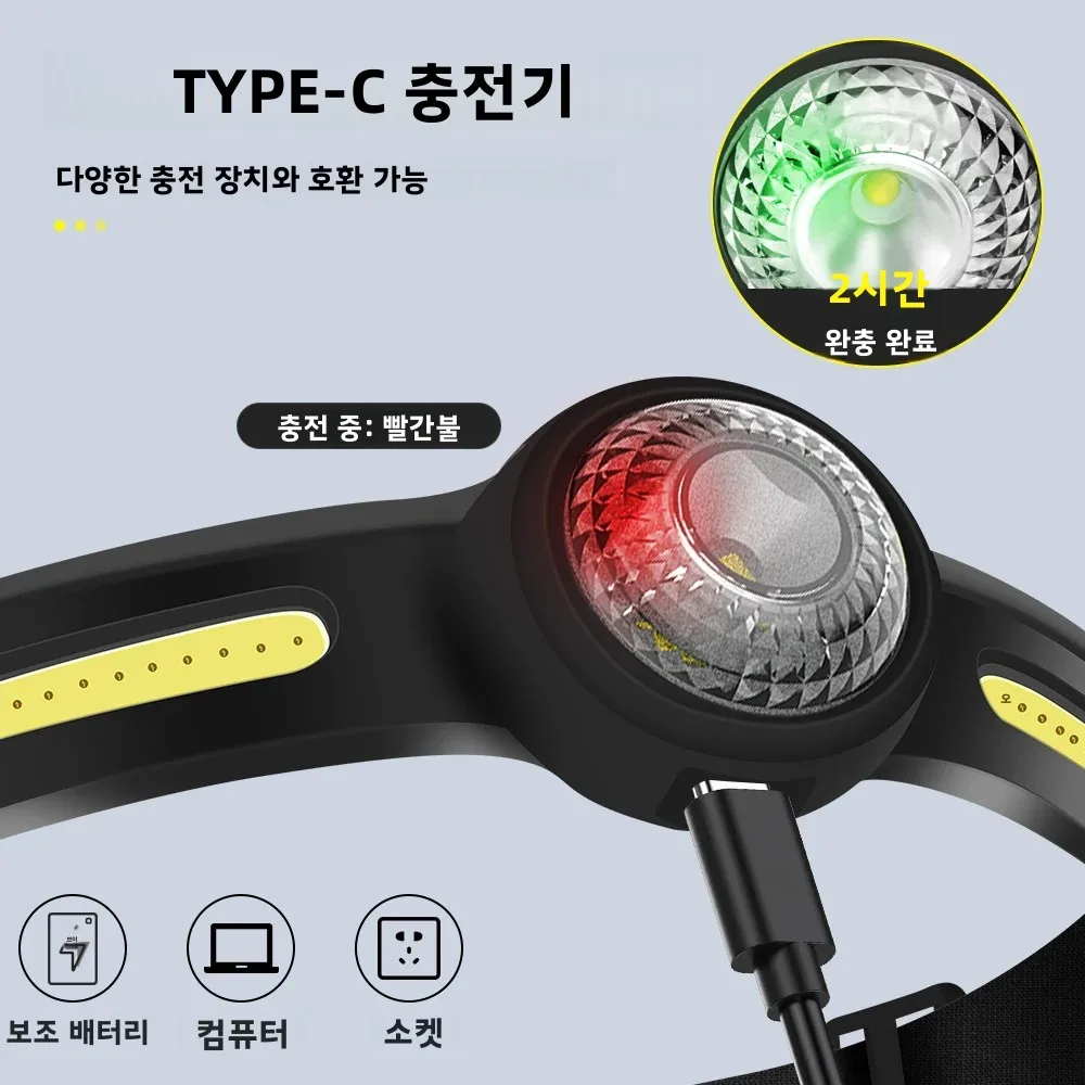 BORUiT GT10 550LM LED 헤드램프 타입-C 충전식 600mAh 스트립 헤드라이트 적색광 방수 캠핑 헤드 토치