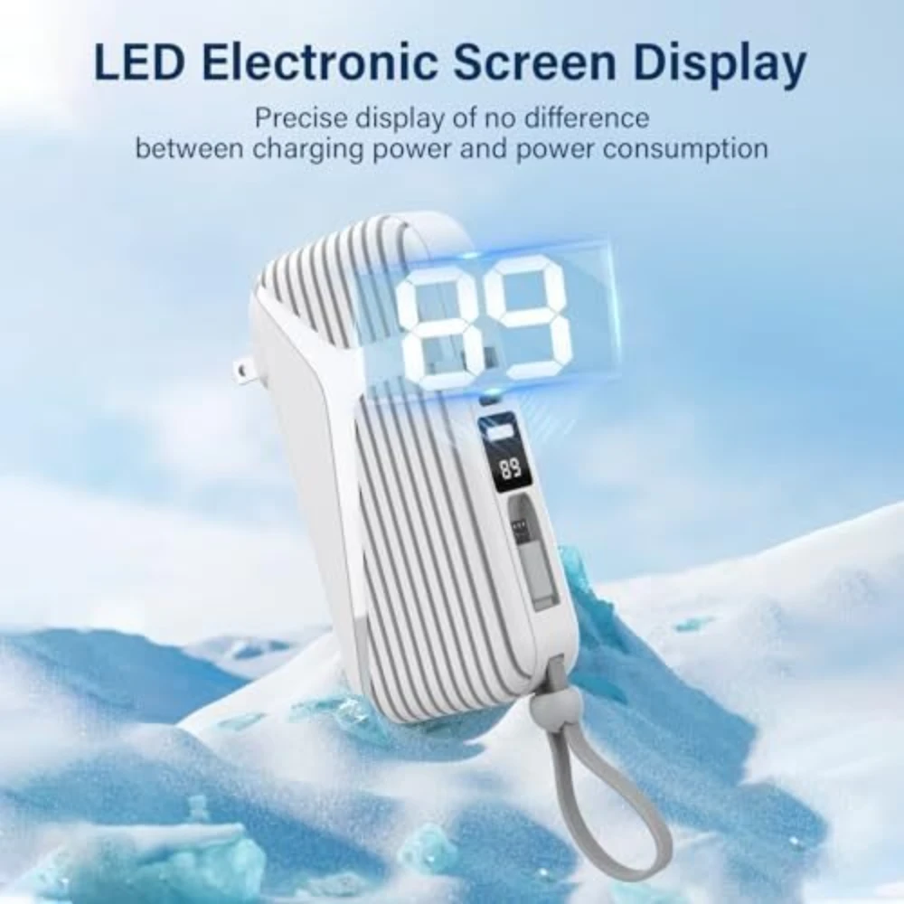 For IPHONE PORTABLE CHARGER 10000MAH BUILT-INS CABLES - WHITE Power Bank 5
