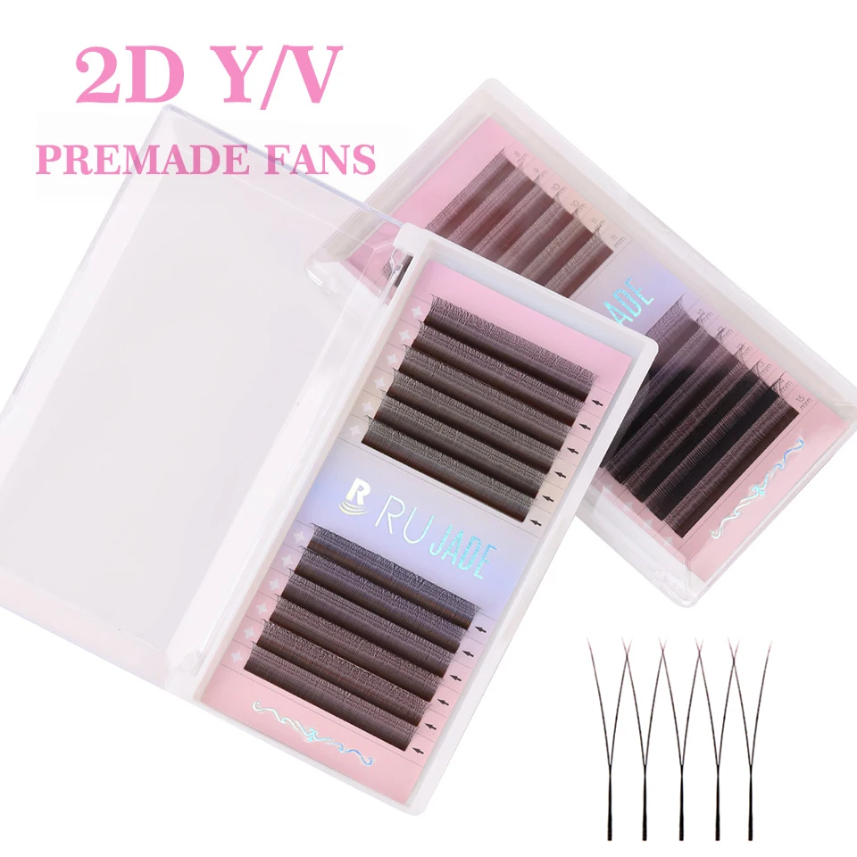 2D Y-förmige Wimpern Wimpernverlängerung 3D 4D W-förmige vorgefertigte russische Volumenwimpern Faux Mink Soft Light Natural Cross YY Lash