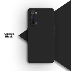 Elegant Silicone Phone Case with Classic Camera Protection - Soft, Square Liquid Design for OPPO Reno3 Youth (Classic Black)