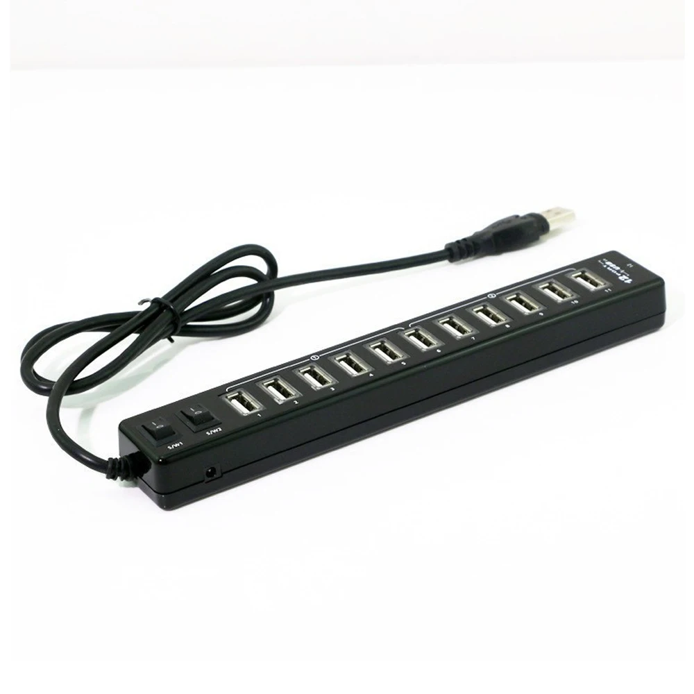 USB Hub 12 Ports USB 2.0 Hub Multi Usb Splitter Switch with EU / US Power Adapter for Macbook Air Laptop PC