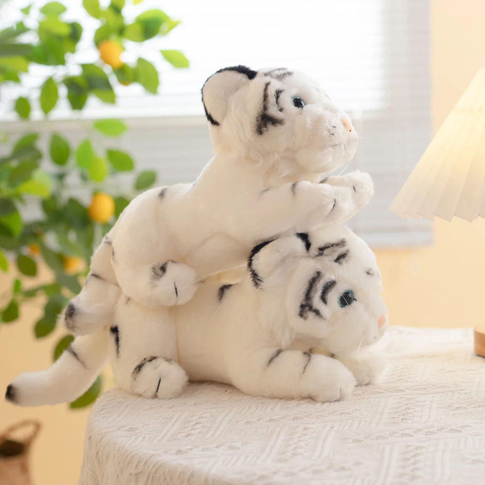 23cm 1pcs Cute Stuffed Animal Baby Tiger White Siberian Tiger Plush Toy Soft Room Decor Gift for Girl Boy Plushies Doll 3
