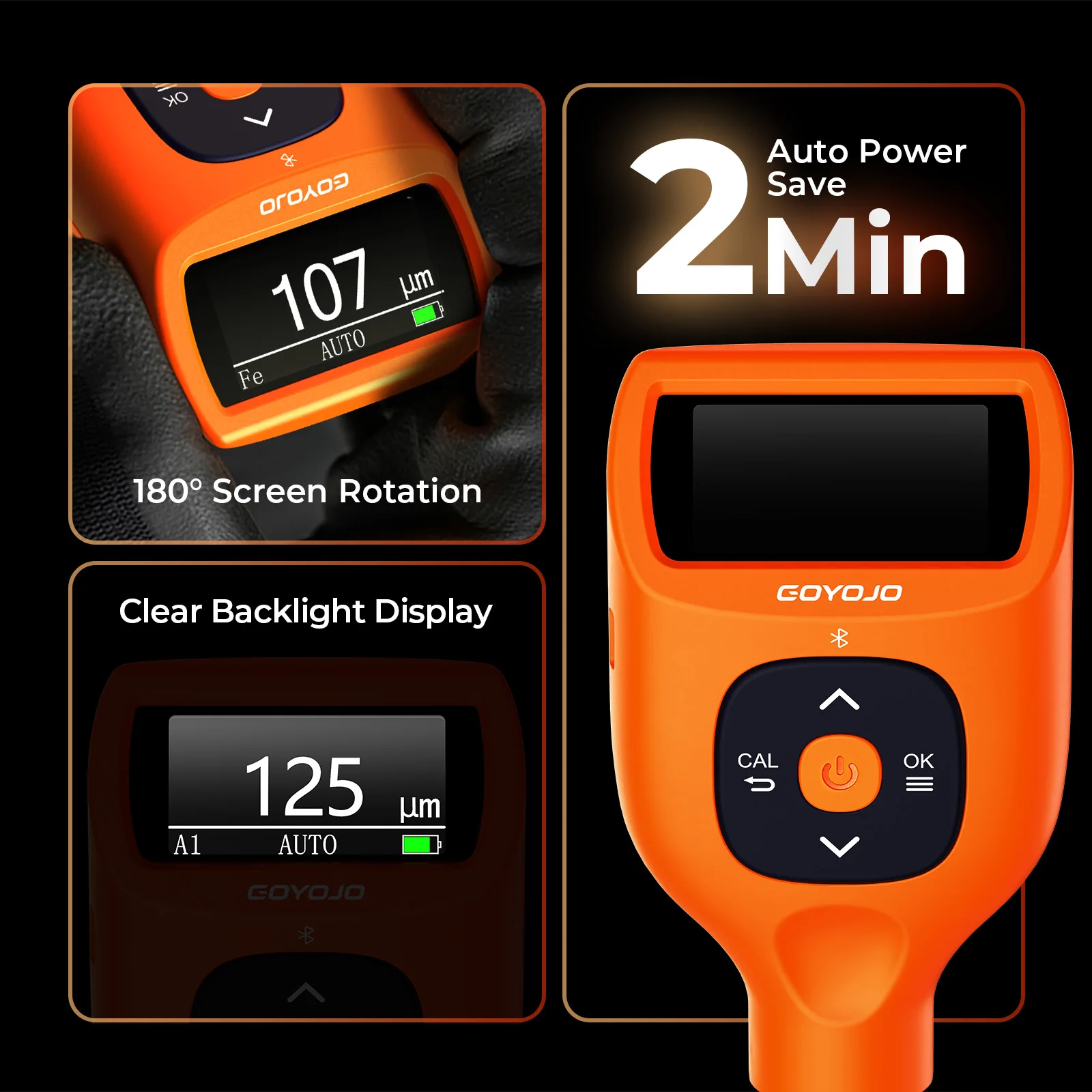 Digital Paint Thickness Gauge Built-in Bluetooth 0.0-9900μm Fe/Al/Zi Putty Car P