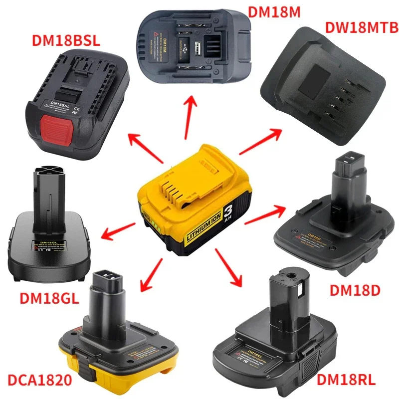 Adattatore Convertitore Batteria Per Dewalt/Milwaukee/Makita/Bosch/Ryobi/Metabo Nicad & Nimh Tool Per Batteria Agli Ioni Di Litio Dewalt 18V Dm18Rl