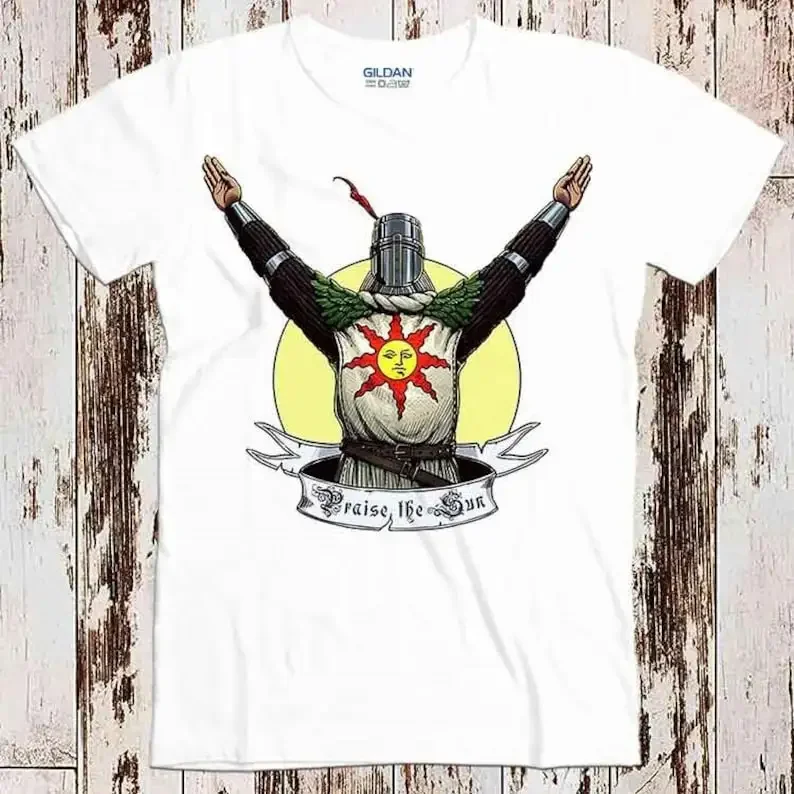 

Praise The Sun Victory Thank God Online Gaming Dark Souls Nerd Gamer Best Seller T Shirt Music Retro Top Tee Unisex 8605