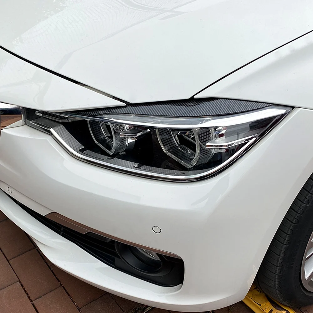 탄소 섬유 전면 도금 헤드라이트 커버, 헤드 라이트 램프, 눈꺼풀 눈썹 트림 ABS, BMW F30 F35 2013-2019, 2 개