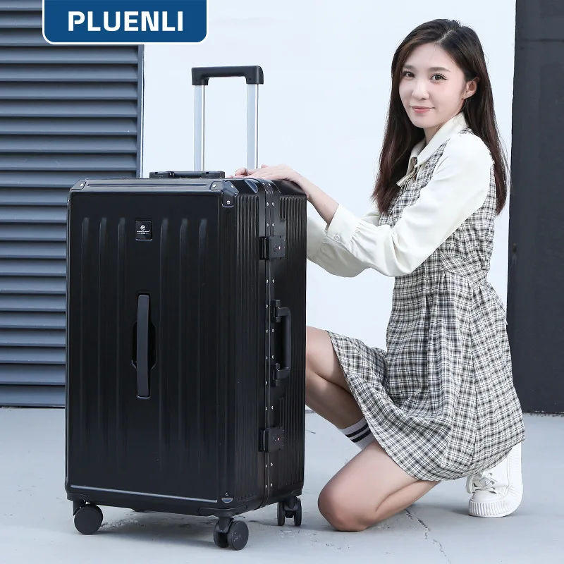 

PLUENLI Women's Luggage Trolley Case New Mute Universal Wheel Aluminum Frame Travel Suitcase with Combination Lock