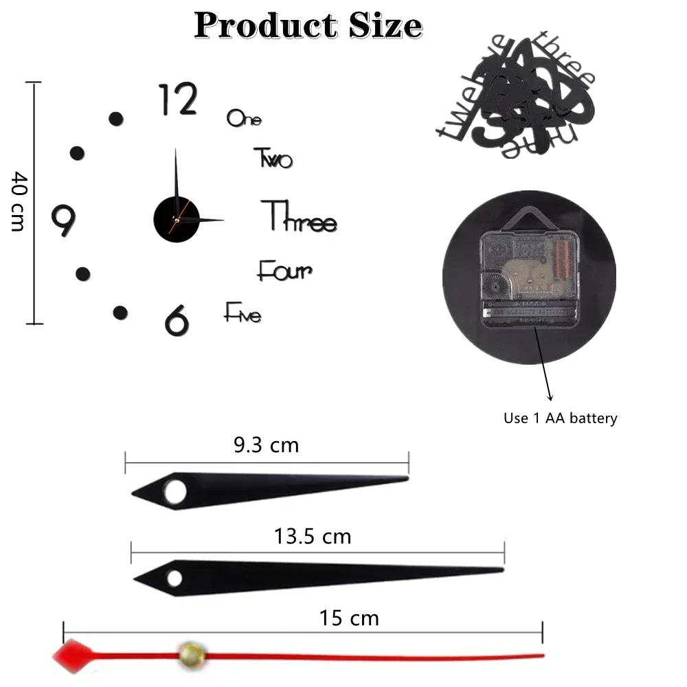 3D Wall Clock Wall Clock 3D Wall Clock Luminous Frameless DIY Digital Clock Stickers Silent