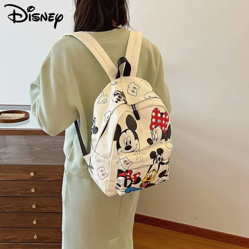 

Модные рюкзаки Disney с Микки Маусом для женщин и мужчин, дорожная Водонепроницаемая трендовая сумка на плечо из искусственной кожи, студенческие корейские повседневные милые сумки, Y2k