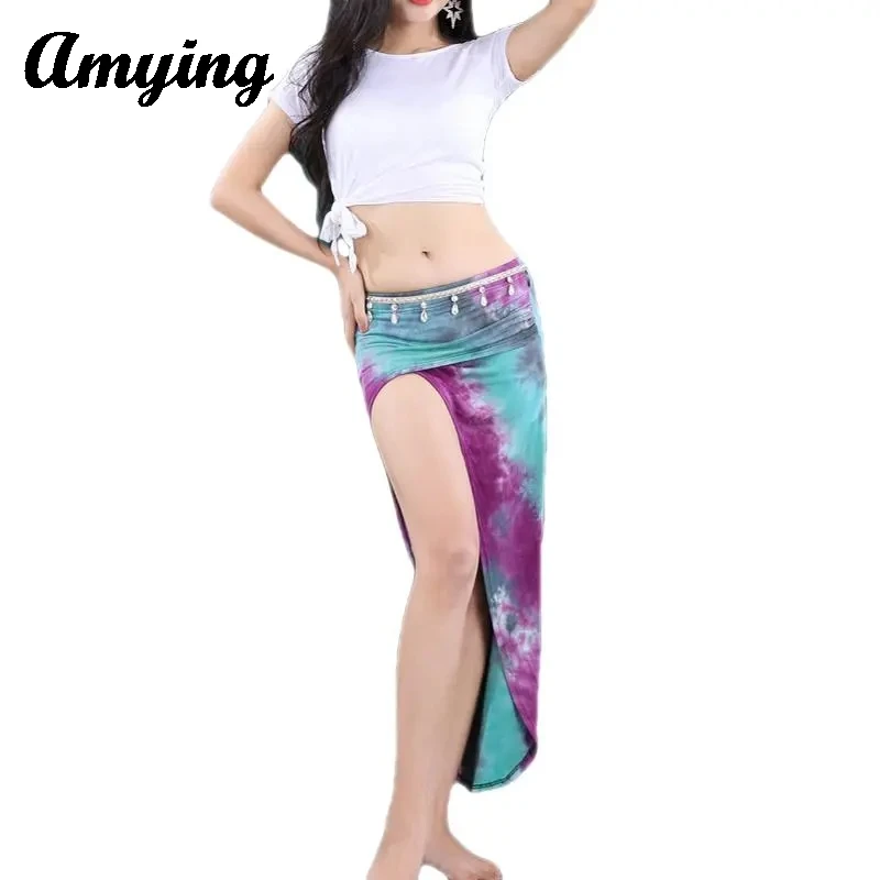 

Women Belly Dance Practice Costume Set Sexy Ladies Tops and Split Skirt Bellydancing Wear Adults Oriental Training Suit 2pcs