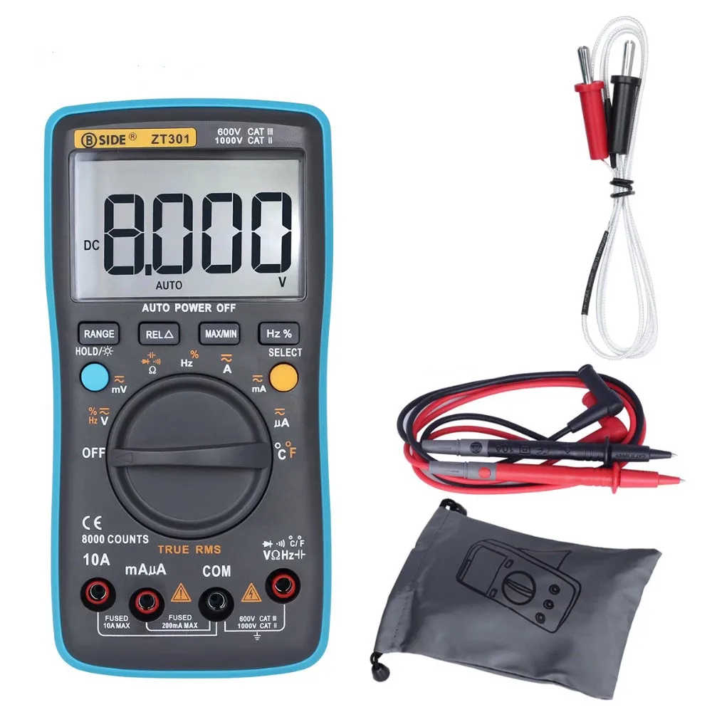 Digital Multimeter BSIDE ZT301 True-RMS DC/DA Voltmeter Ammeter multimeter Professional DMM Resistance Ohm Cap Temp Tester Meter bore dial gauge Measurement & Analysis Tools