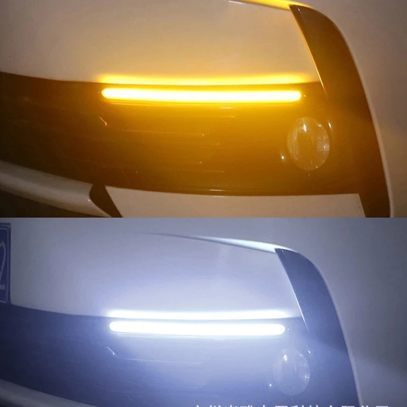 2Pcs LED Daytime Running Lights for Car Waterproof Auto DRL Flowing Turn Signal Guide Strip Headligh Car Decorative Lamp Strip