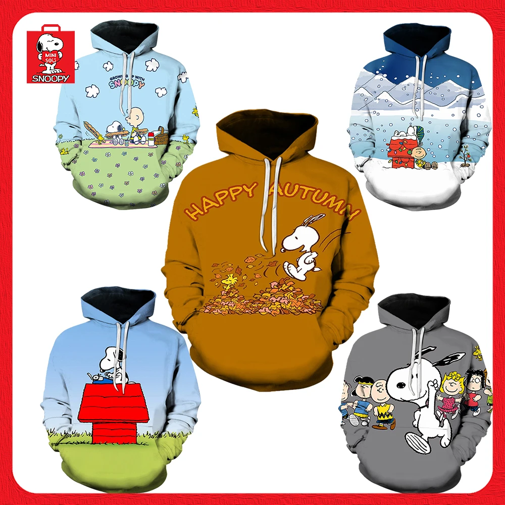 

Miniso Spring and Fall Model Cartoon Printing Snoopy Trend Loose Leisure Hoodie Sweater Personality Children Adult Birthday Gift