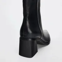Chunky Heel Soft Leather Chelsea Boots Women Sexy Pointy Toe Side Zip Design Ankle Boots for Ladies Comfortable Women Shoes - Image 4