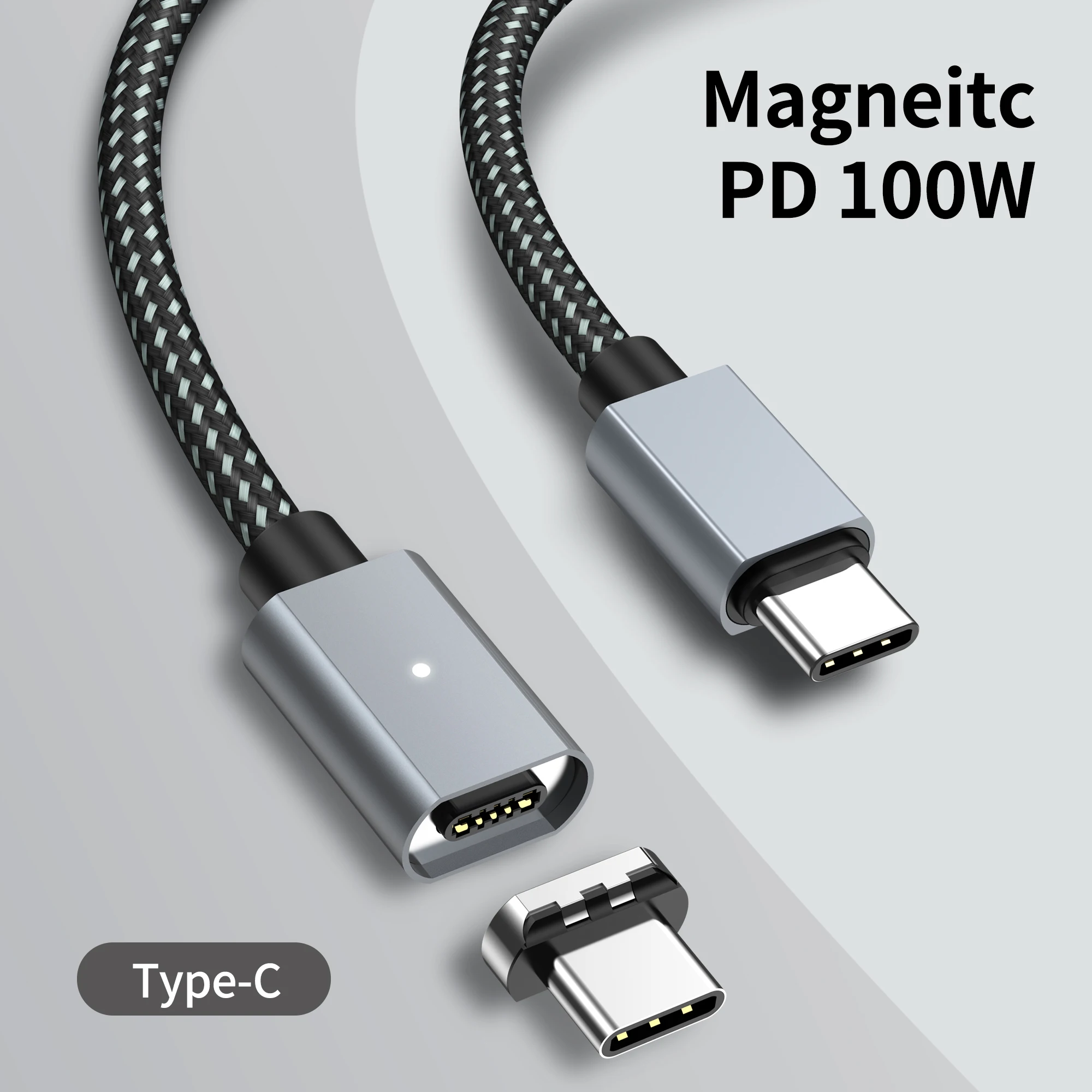 1.5m Magnetic USB-C to USB-C Fast Charging Cable, 100W Power Delivery