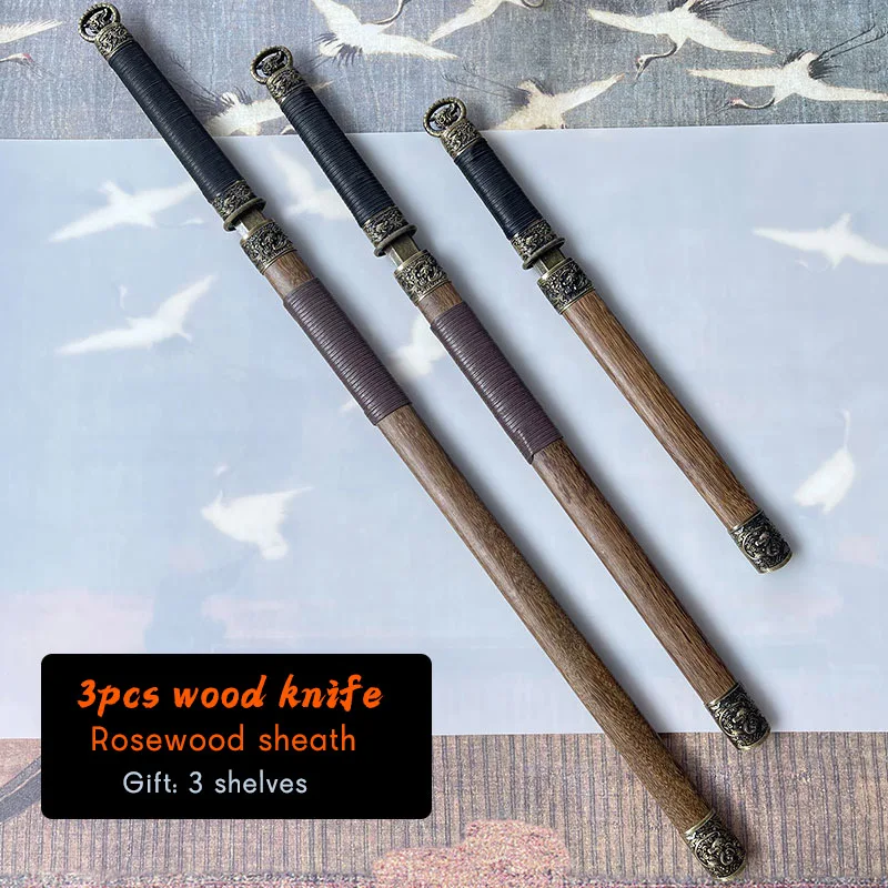 

103 см деревянное кольцо Топ Танг Горизонтальный нож с прямым краем Катана с латунным креплением Футляр тренировочный меч реквизит для косплея игрушки