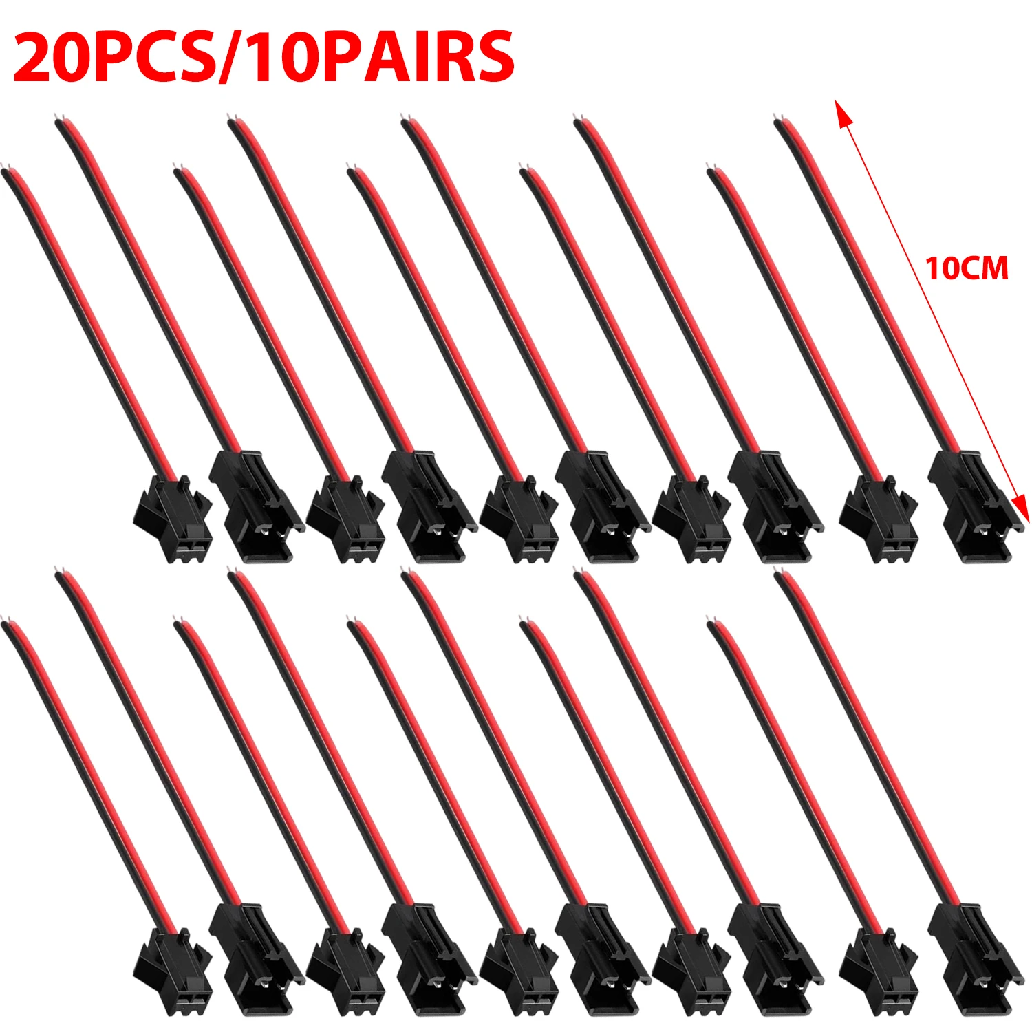 SM JST 2PIN Wire Connector Cable for WS2812B WS2811 LED Strip Lights 22AWG Male Female Without Soldering Light Controller Wire