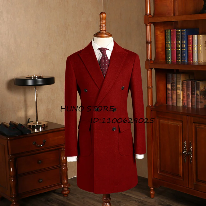 Winter Men's Wool Coat Double Breasted Lapel Dress Wedding Dinner Party Male's Slim Fit Jacket men suits jackets