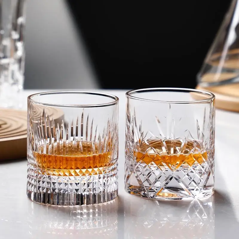 250ml Clear Carved Whiskey Crystal Cup Old-Fashioned Wine Drinking Glasses  Japanese EDO Whisky Tumbler XO Cognac Brandy Beer Mug